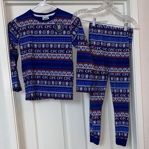 Chelsea Football Club Kids Blue and White Fairisle Holiday Pajama Set. Size 8
